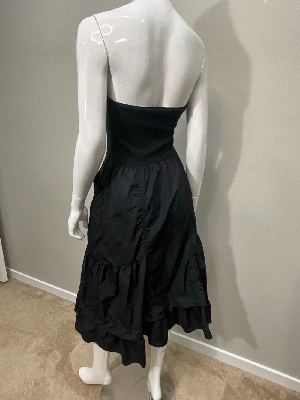 ANTHROPOLOGIE Daily Practice Strapless Drop Waist Tiered Midi Dress XS - Picture 5 of 7